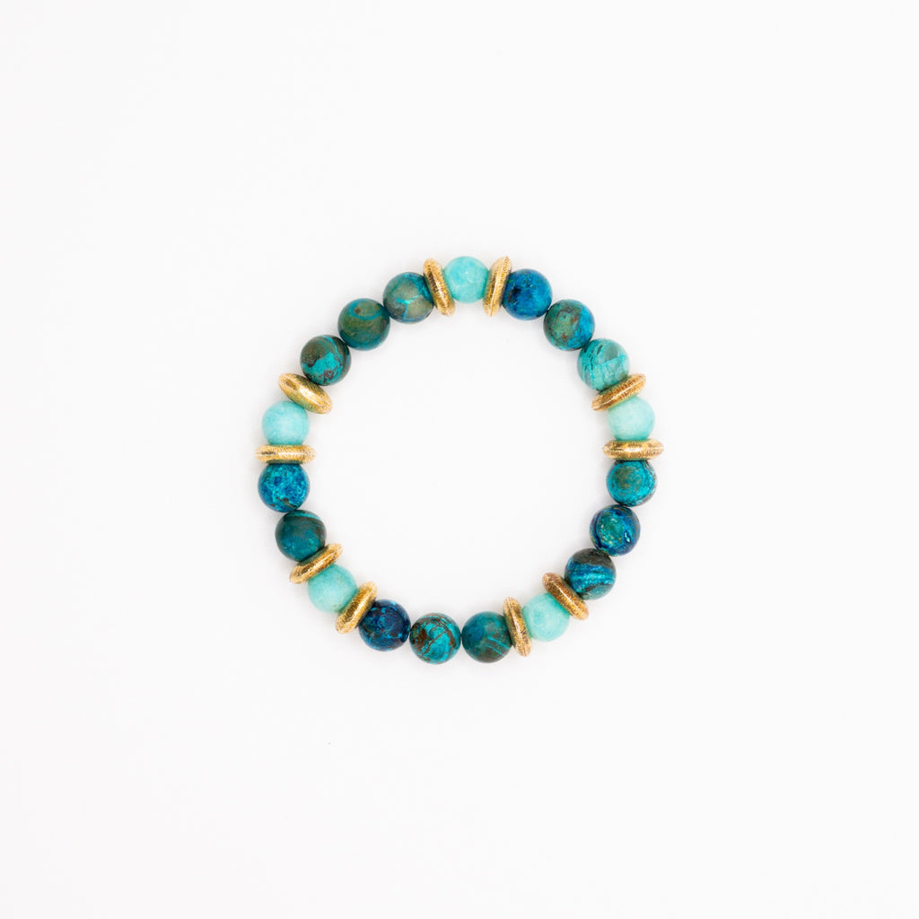 BRACELET AMAZONITE & CHRYSOCOLLE AZURITE
