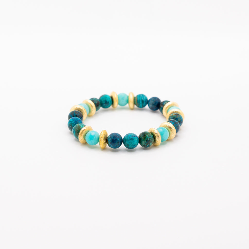 BRACELET AMAZONITE & CHRYSOCOLLE AZURITE
