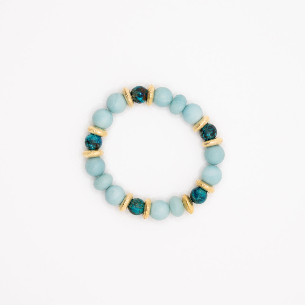 BRACELET AMAZONITE & CHRYSOCOLLE AZURITE