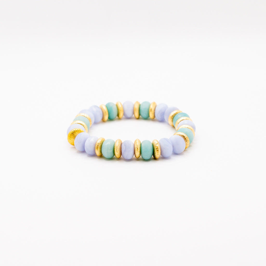 BRACELET AMAZONITE & CALCÉDOINE BLEUE