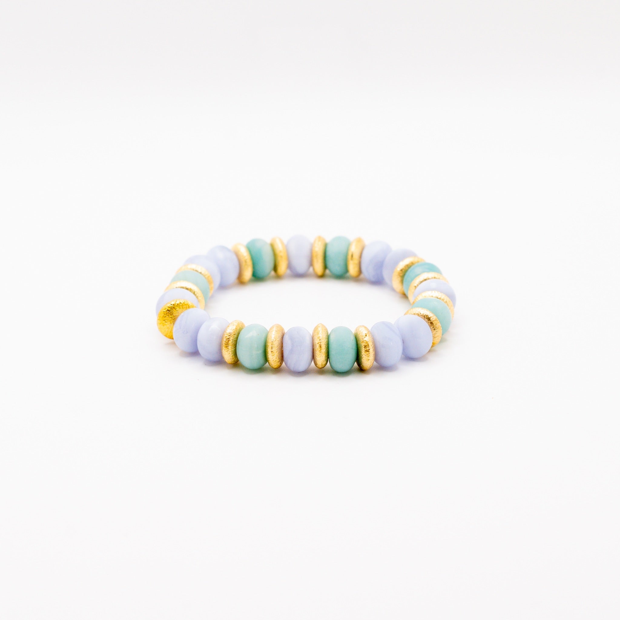 BRACELET AMAZONITE & CALCÉDOINE BLEUE