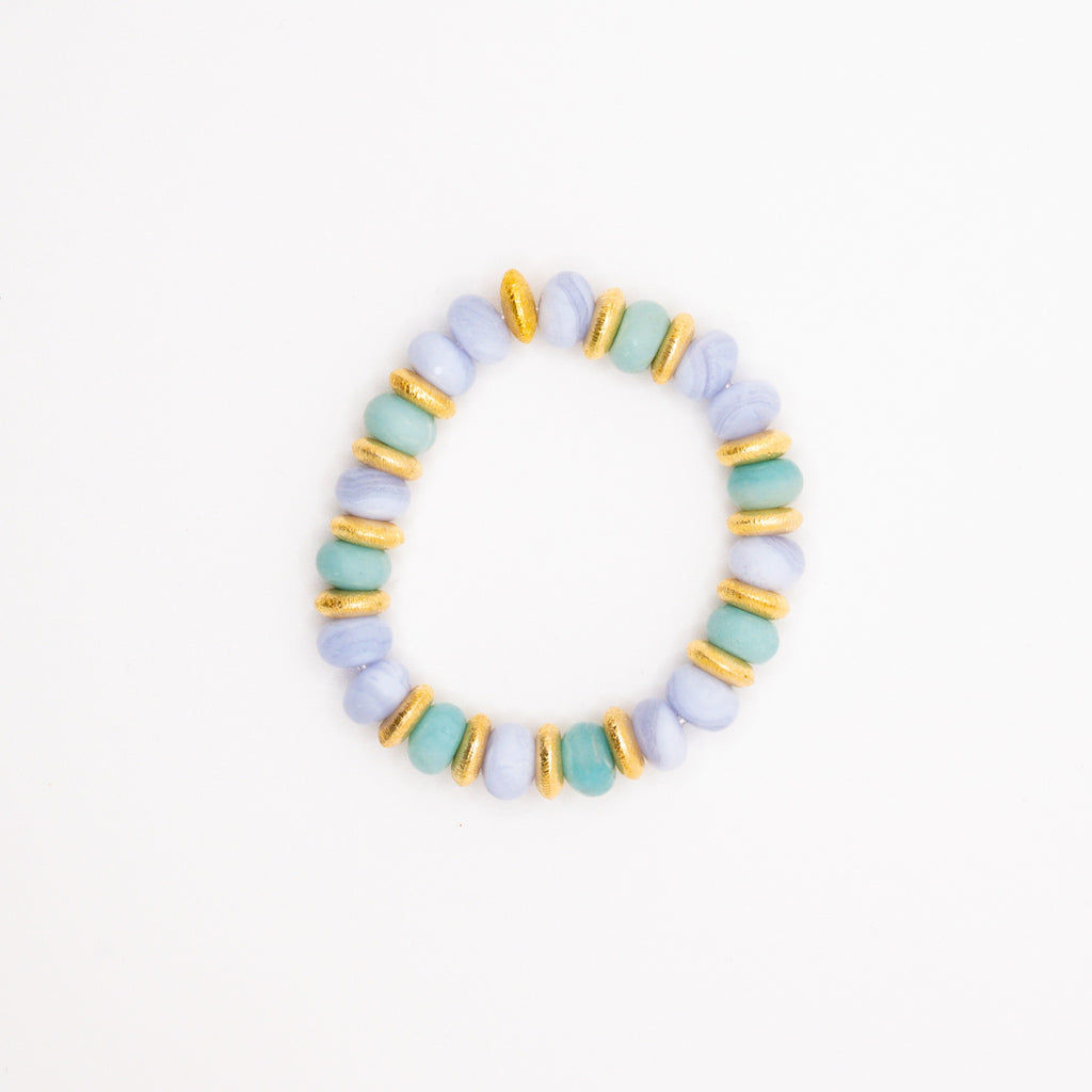 BRACELET AMAZONITE & CALCÉDOINE BLEUE
