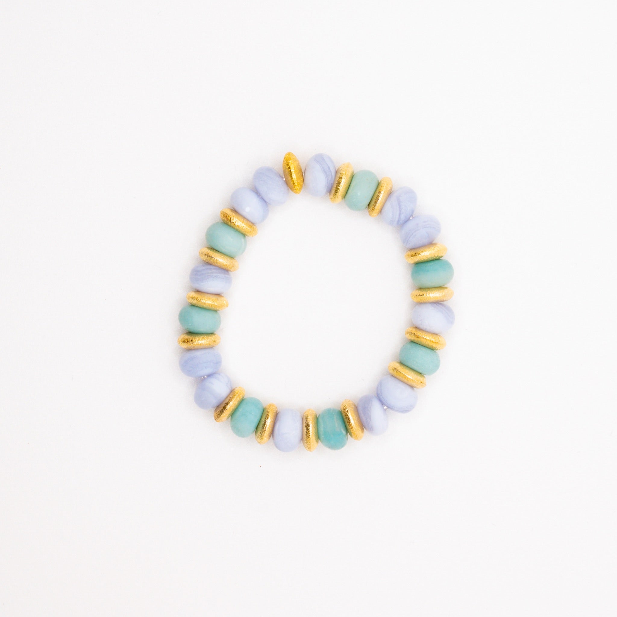 BRACELET AMAZONITE & CALCÉDOINE BLEUE