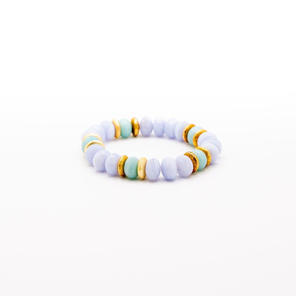BRACELET AMAZONITE & CALCÉDOINE BLEUE
