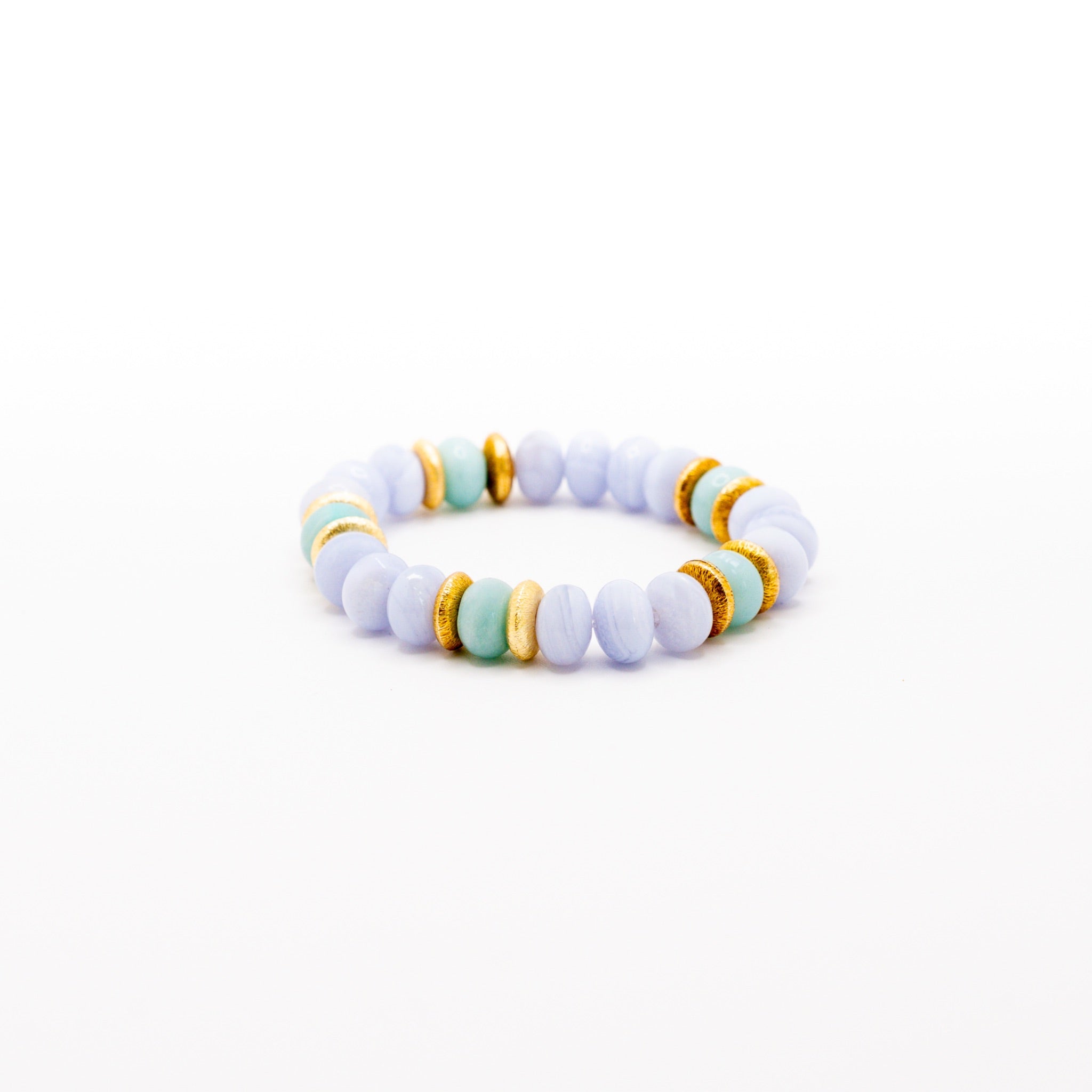 BRACELET AMAZONITE & CALCÉDOINE BLEUE