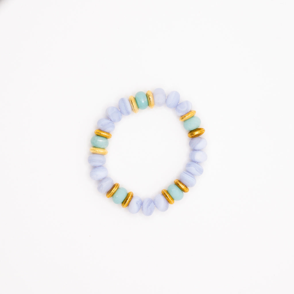 BRACELET AMAZONITE & CALCÉDOINE BLEUE