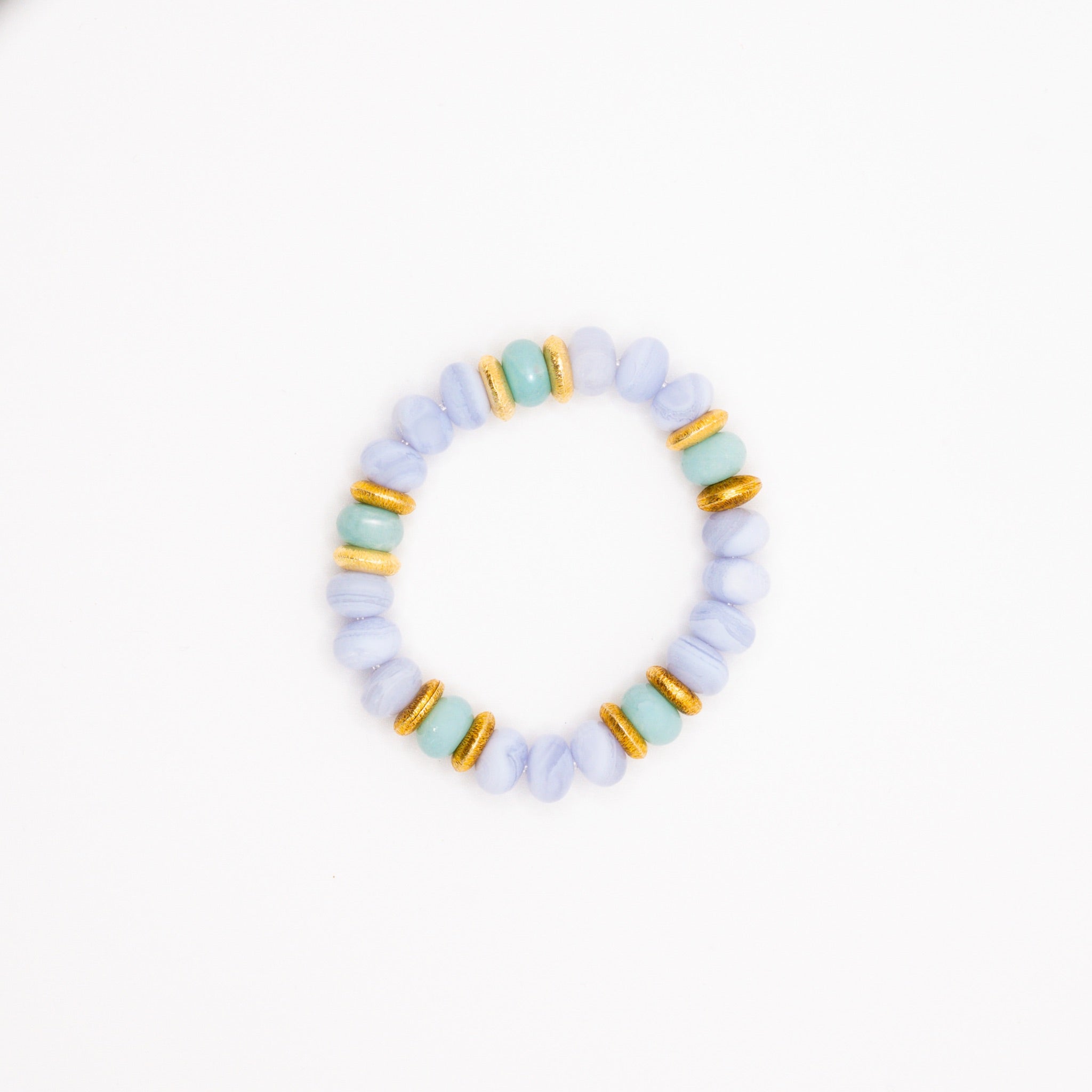 BRACELET AMAZONITE & CALCÉDOINE BLEUE
