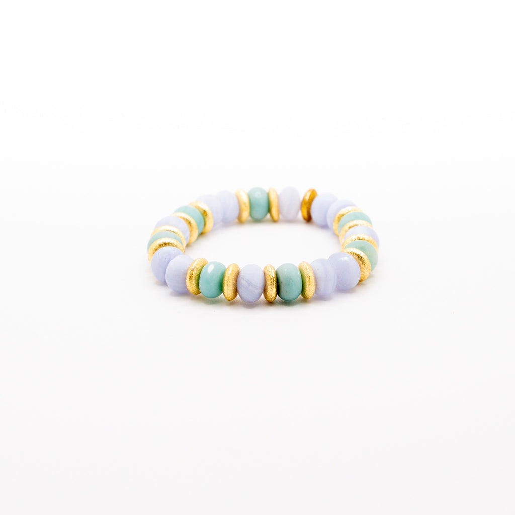 BRACELET AMAZONITE & CALCÉDOINE BLEUE