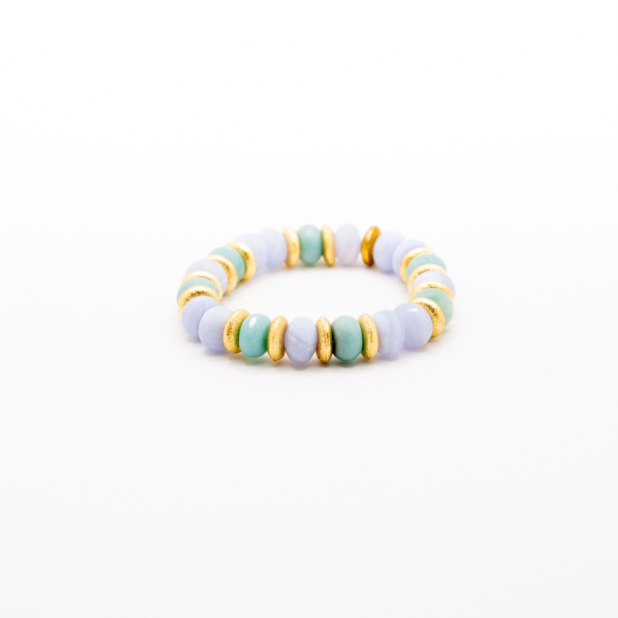 BRACELET AMAZONITE & CALCÉDOINE BLEUE