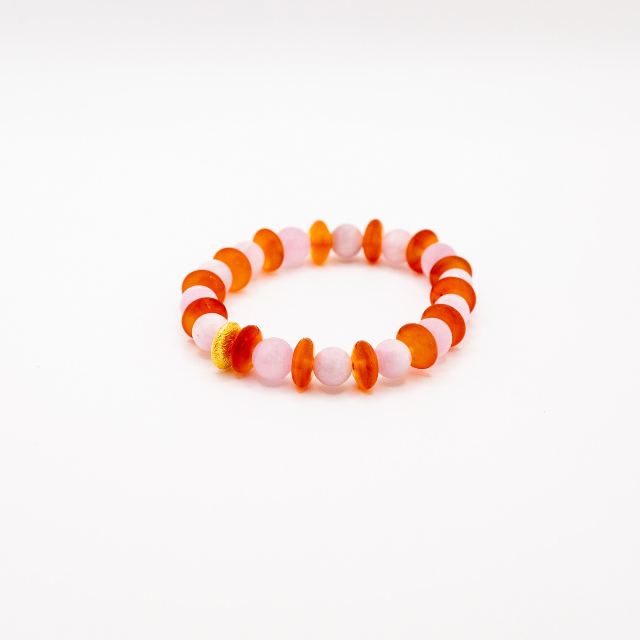 BRACELET CORNALINE & QUARTZ ROSE
