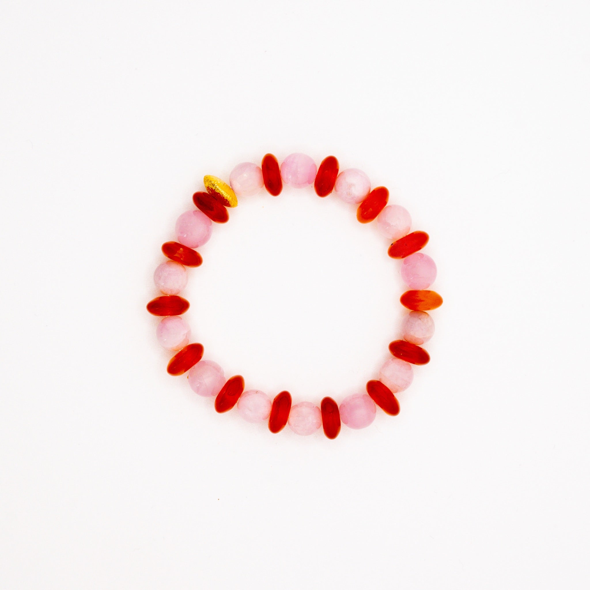 BRACELET CORNALINE & QUARTZ ROSE
