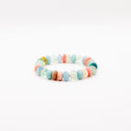 BRACELET AMAZONITE & FLUORITE & AIGUE-MARINE & PIERRE DE LUNE BLANCHE & OPALE ROSE