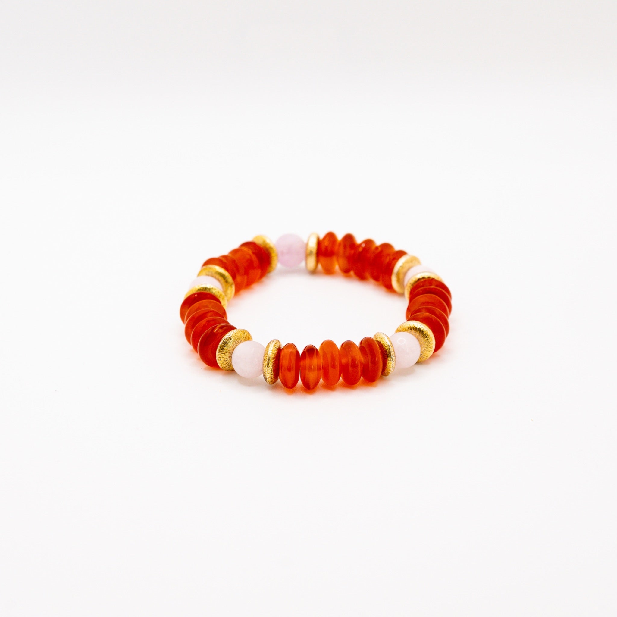 BRACELET CORNALINE & QUARTZ ROSE