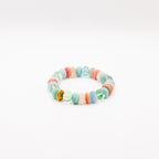 BRACELET AMAZONITE & FLUORITE & AIGUE-MARINE & PIERRE DE LUNE BLANCHE & OPALE ROSE