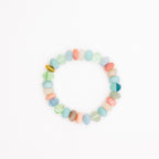 BRACELET AMAZONITE & FLUORITE & AIGUE-MARINE & PIERRE DE LUNE BLANCHE & OPALE ROSE