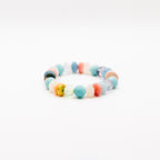 BRACELET AMAZONITE & FLUORITE & AIGUE-MARINE & PIERRE DE LUNE BLANCHE & OPALE ROSE