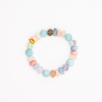 BRACELET AMAZONITE & FLUORITE & AIGUE-MARINE & PIERRE DE LUNE BLANCHE & OPALE ROSE