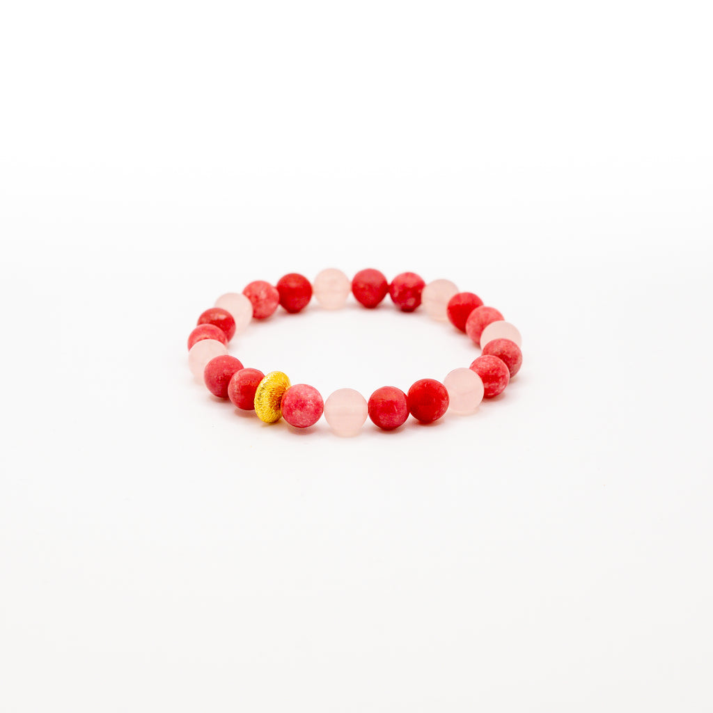 BRACELET THULITE & QUARTZ ROSE