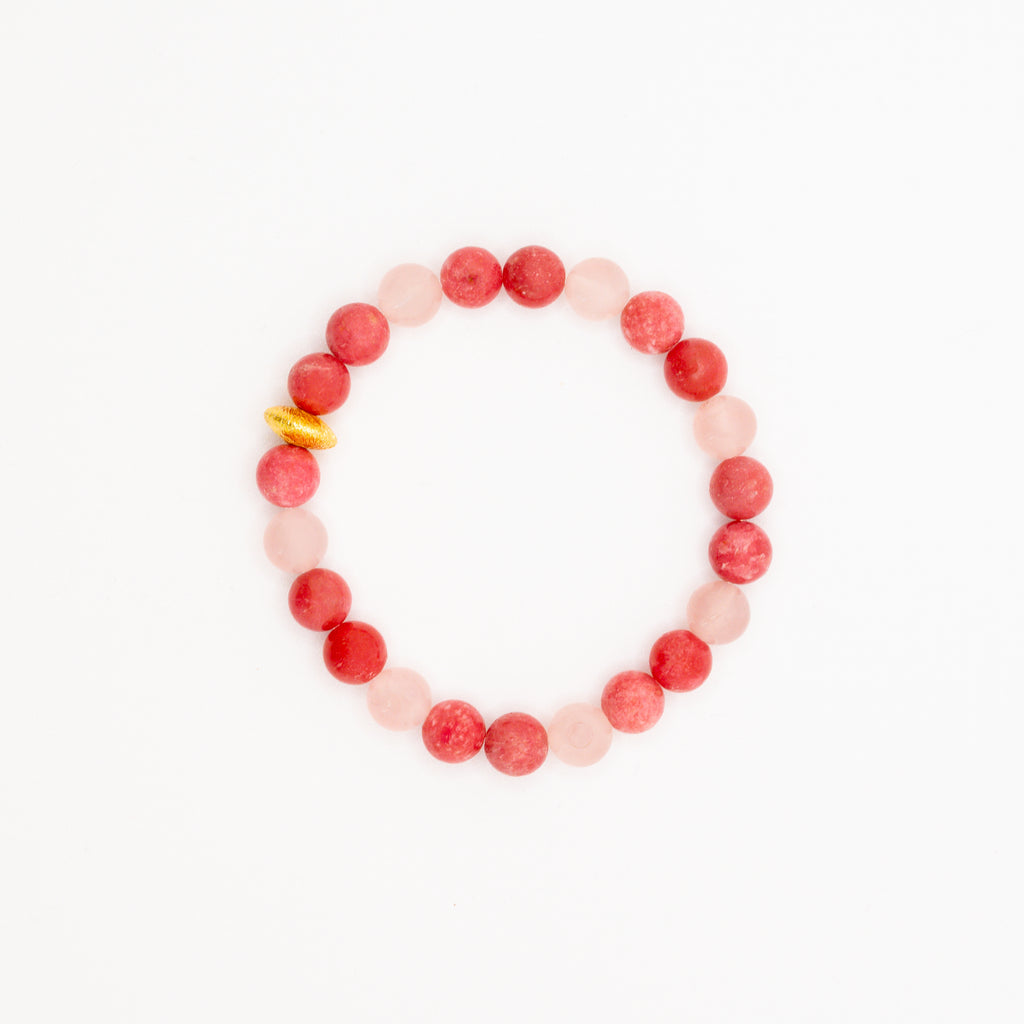BRACELET THULITE & QUARTZ ROSE